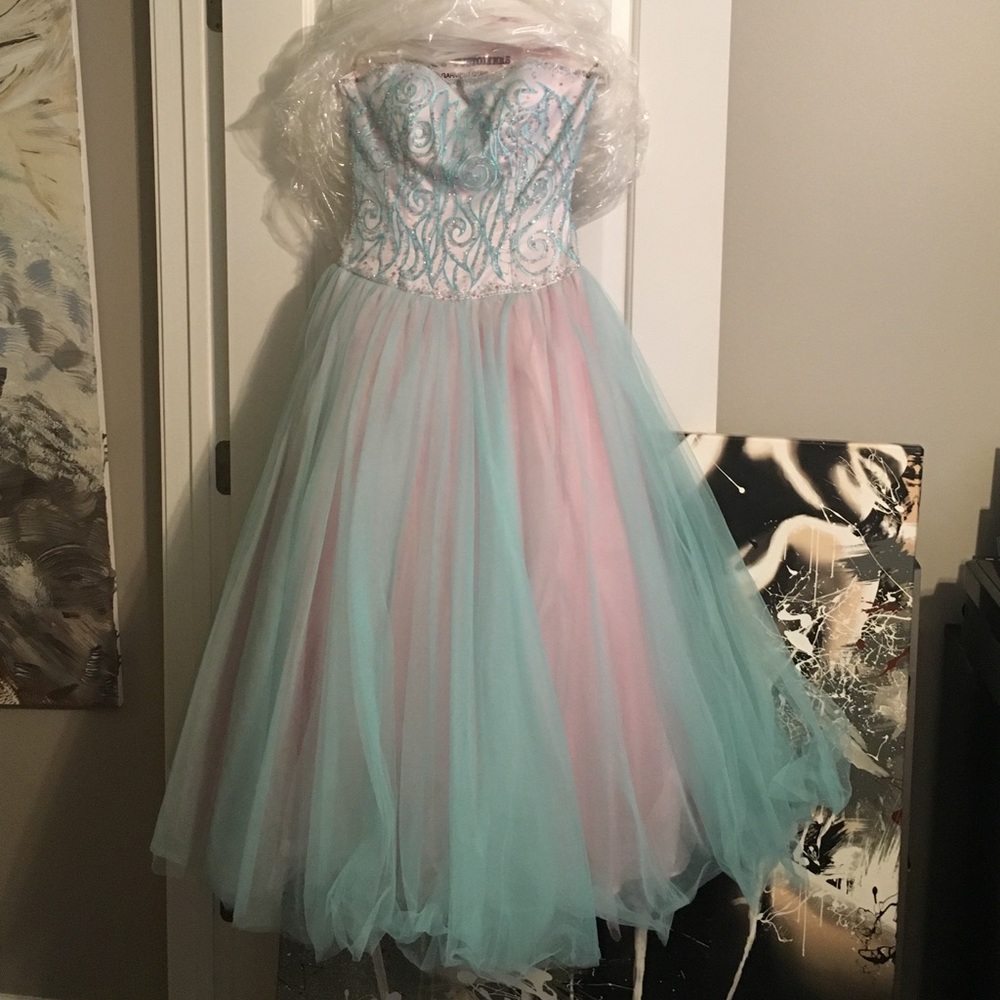 Cotton candy princess prom dress